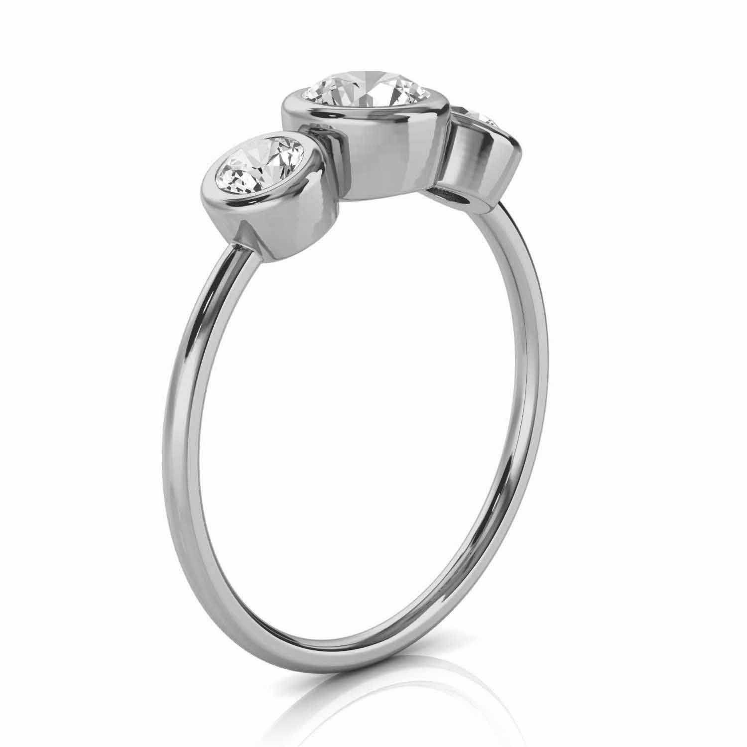 14K White Gold Petra Petite Bezel Trilogy Design Lab Grown Diamond Ring (1/3 ct. tw)